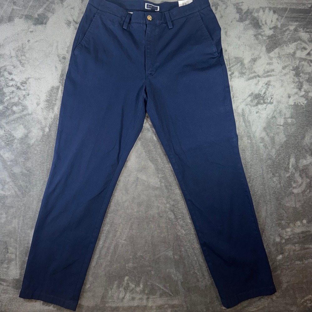 NWT Mens 34x32 Club Room Chino Pant Navy New Straight Fit Stretch